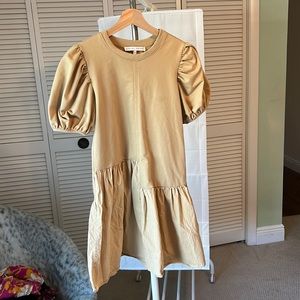 English Factory dress XS with puffy sleeves and asymmetrical drop waist.